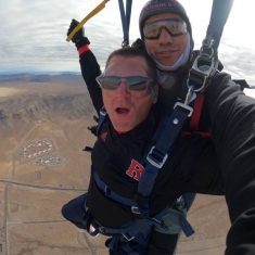 Dave Conover skydiving with tandem jump guide